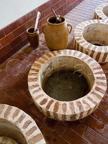 Qvevri clay fermentation vessels in winery of Iago Bitarishvili Chardakhi Georgia