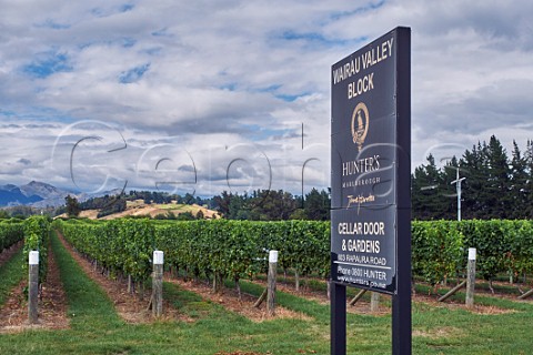 Sign by the Wairau Valley Block vineyard of Hunters Renwick Marlborough New Zealand Wairau Valley