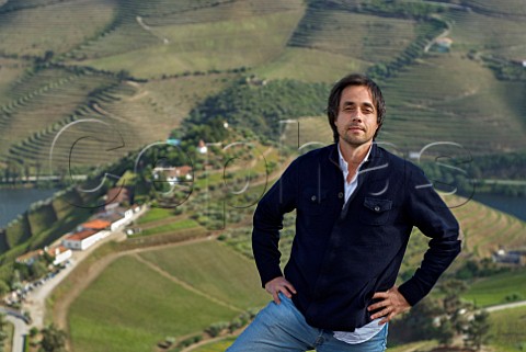 Manuel Lobo de Vasconcellos winemaker high above Quinta do Crasto and the Douro River Near Sabrosa Portugal   Douro  Port