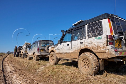 Offroad vehicles on Public Byway Salisbury Plain Wiltshire England