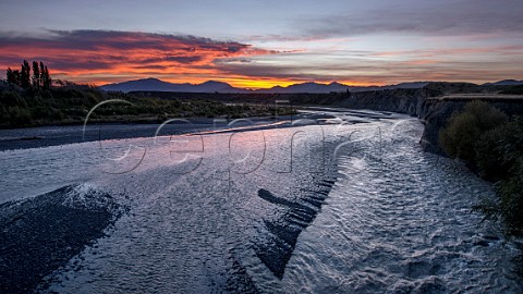 Sunset over the Awatere River Seddon Marlborough New Zealand