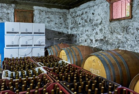 Barrels and bottles in MelissinosPetrakopoulos Winery Thiramonas Cephalonia Ionian Islands Greece