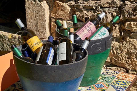 Wine bottles of Haritatos Vineyards near Lixouri on the Paliki Peninsula Cephalonia Ionian Islands Greece