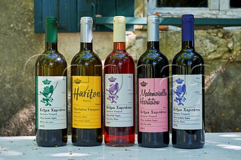 Wine bottles of Haritatos Vineyard near Lixouri on the Paliki Peninsula Cephalonia Ionian Islands Greece