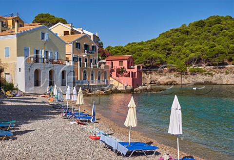 Village of Assos with houses on its bay Cephalonia Ionian Islands Greece