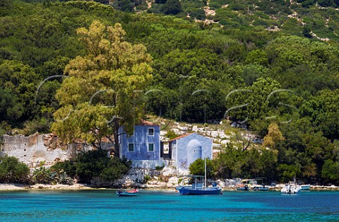 Agios Spyridon church on Atheras Bay at the northern tip of the Paliki Peninsula Cephalonia Ionian Islands Greece