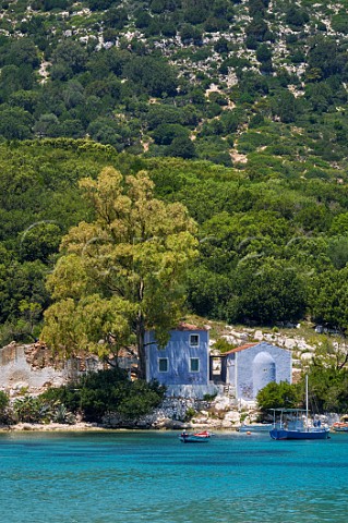 Agios Spyridon church on Atheras Bay at the northern tip of the Paliki Peninsula Cephalonia Ionian Islands Greece