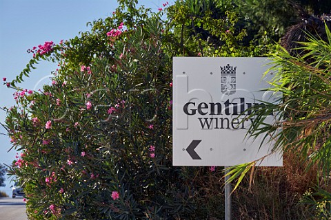 Sign for Gentilini Winery  Minies Cephalonia Ionian Islands Greece