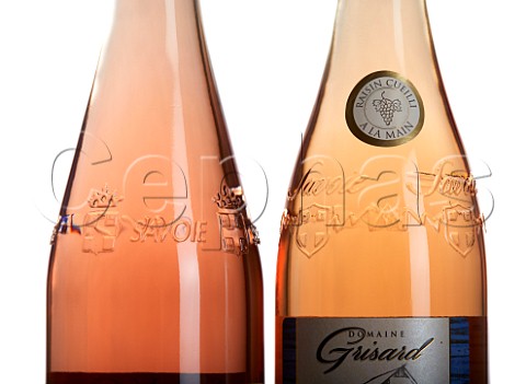 Embossed bottles of Savoie ros wine