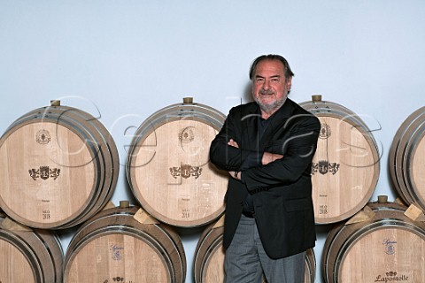 Michel Rolland in the barrel cellar at Lapostolle Clos Apalta Colchagua Valley Chile