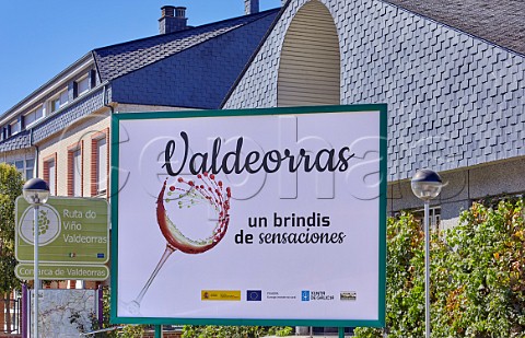 Signs on the wine route at O Barco Galicia Spain Valdeorras