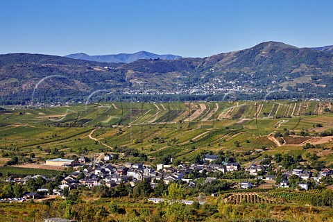 Vineyards around Valtuille de Abajo viewed from the Roman settlement of Castro Bergidum  Castilla y Len Spain  Bierzo