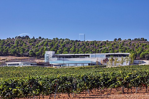 Tourist bus at winery of Bodegas Aalto Quintanilla de Arriba Castilla y Len Spain Ribera del Duero