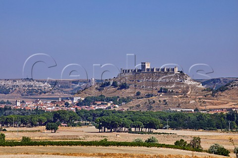 The Castillo de Peafiel high above the town with the Castillo de Curiel in distance Peafiel Castilla y Len Spain  Ribera del Duero