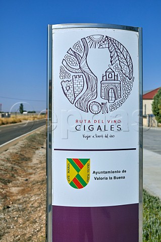 Sign on the Ruta del Vio at Valoria la Buena Castilla y Len Spain Cigales