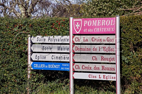 Signs to chteaux in Pomerol Gironde France  Pomerol  Bordeaux