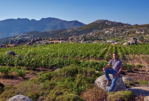 Michalis Kontizas in vineyards of Volacus Wine on the Volax Plateau  Falatados Tinos Greece