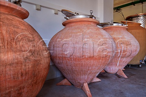 Amphorae for fermentation in winery of TOinos Falatados Tinos Greece