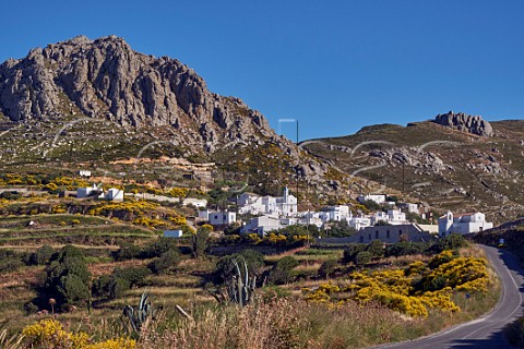 Koumaros village below Mount Exomvourgo Tinos Greece