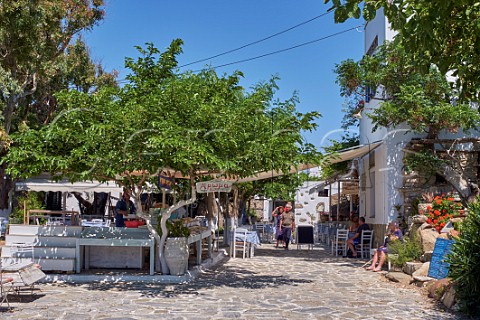 Taverna and craft stall in the village of Volakas Tinos Greece