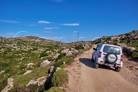 4WD vehicle on the Volax Plateau Falatados Tinos Greece