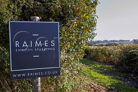 Sign at entrance to Arch Peak vineyard of Raimes Sparkling Wine Hinton Ampner Hampshire England