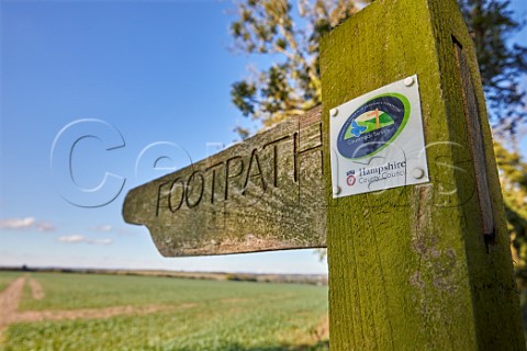 Footpath signpost near Upper Wield Hampshire England