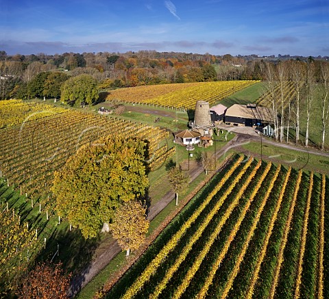 Old windmill and tasting room of Nutbourne Vineyards Sussex England