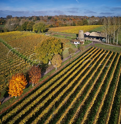 Old windmill and tasting room of Nutbourne Vineyards Sussex England