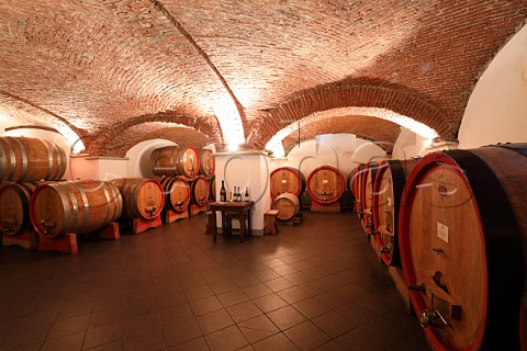 Barrel cellar in winery of NerviConterno Gattinara Piedmont Italy
