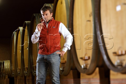 Roberto Conterno tasting from botte in his cellar Cantina Giacomo Conterno Monforte dAlba Piedmont Italy  Barolo