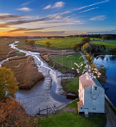 Thorrington Tide Mill on Alresford Creek a Grade 2 listed building built in 1831 Thorrington Mill Vineyard is beyond   Near Brightlingsea Essex UK