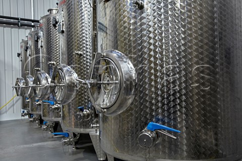 Stainless steel tanks of Black Chalk Winery Fullerton Hampshire England