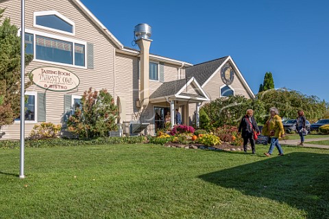 Tasting room of Thirsty Owl Wine Company Ovid New York USA Finger Lakes