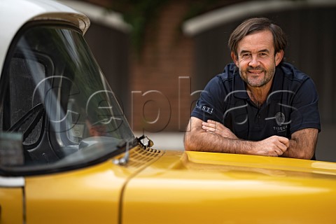 Jon Usabiaga winemaker at Aresti with the companys vintage yellow Chevrolet truck Curico Valley Chile