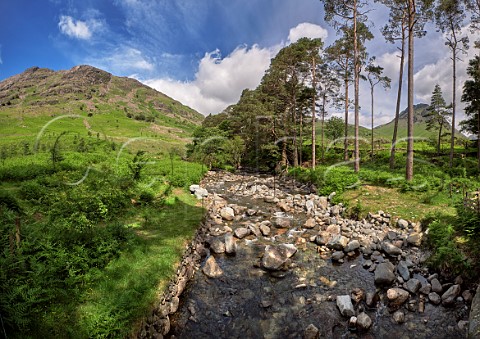 Nether Beck with Middle Fell left and Yewbarrow right Wasdale Lake District National Park Cumbria England