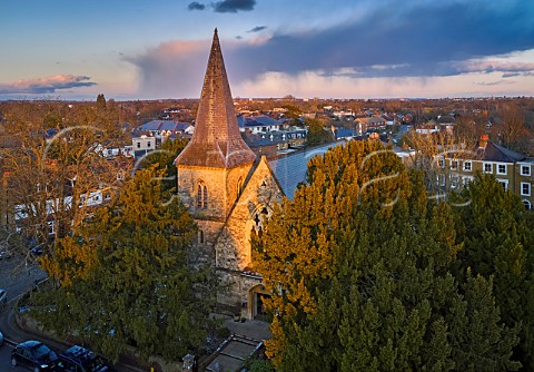 St Marys Church and its ancient Yew trees  East Molesey Surrey UK