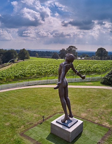 Faith sculpture by Anton Smit overlooking the Pinotage vineyard at Leonardslee Gardens Lower Beeding Horsham Sussex England