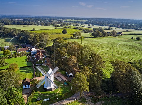 Oldland Windmill with Court Garden Vineyard beyond Keymer Sussex England