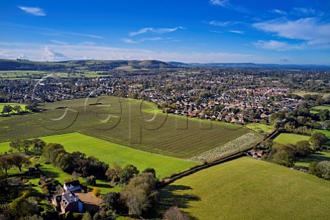 Town of Hassocks with the South Downs beyond Sussex England