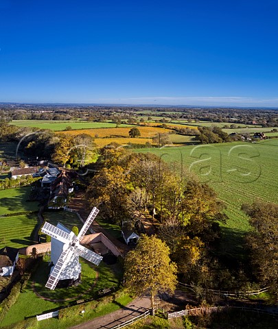 Oldland Windmill with Court Garden Vineyard beyond Hassocks Sussex England