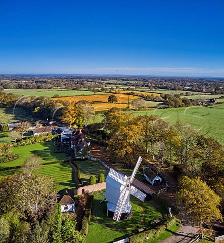 Oldland Windmill with Court Garden Vineyard beyond Keymer Sussex England