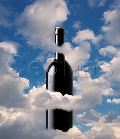 Wine bottle in the clouds
