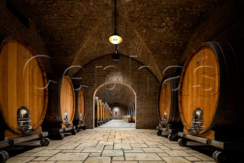 Casks in the new cellar of Schloss Gobelsburg winery Gobelsburg Niederosterreich Austria Kamptal