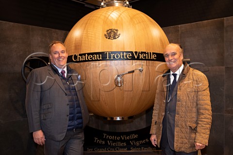 Philippe right and Frdric Castja with spherical fermenter at Chteau Trotte Vieille Stmilion Gironde France  Saintmilion  Bordeaux