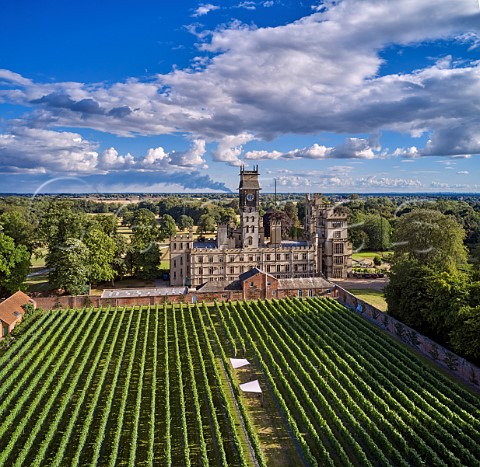 Carlton Towers and its walled garden vineyard The sails provide shelter for the workers Carlton Goole East Yorkshire England