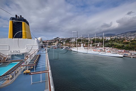 Club Med 2 a fivemasted staysail schooner viewed from Saga Spirit of Discovery Funchal Madeira