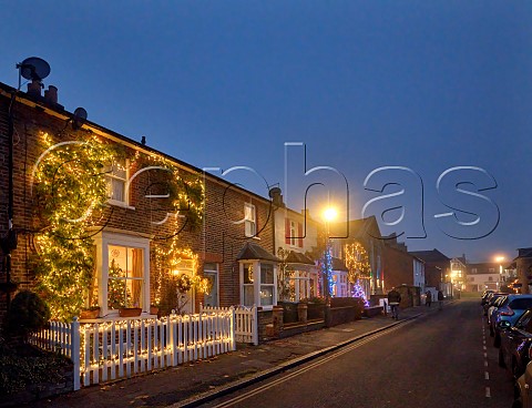 Christmas lights on houses  Park Road Esher Surrey England