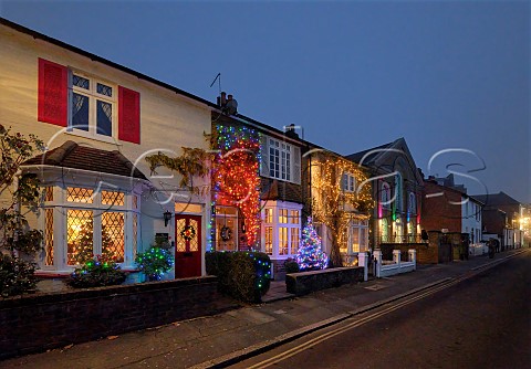 Christmas lights on houses  Park Road Esher Surrey England