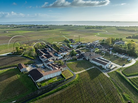 Chteau HautMarbuzet and its vineyard with the Gironde Estuary in distance StEstphe Gironde France Mdoc Cru Bourgeois  Bordeaux